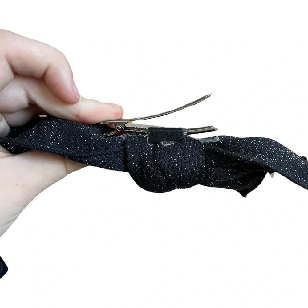 4/$25 Black Bow Hair Clip with Sparkles
